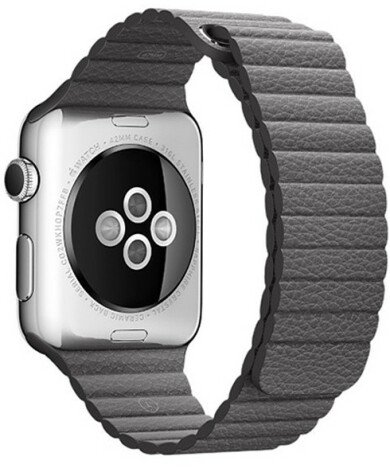 Curea iUni compatibila cu Apple Watch 1/2/3/4/5/6/7, 38mm, Leather Loop, Piele, Dark Gray